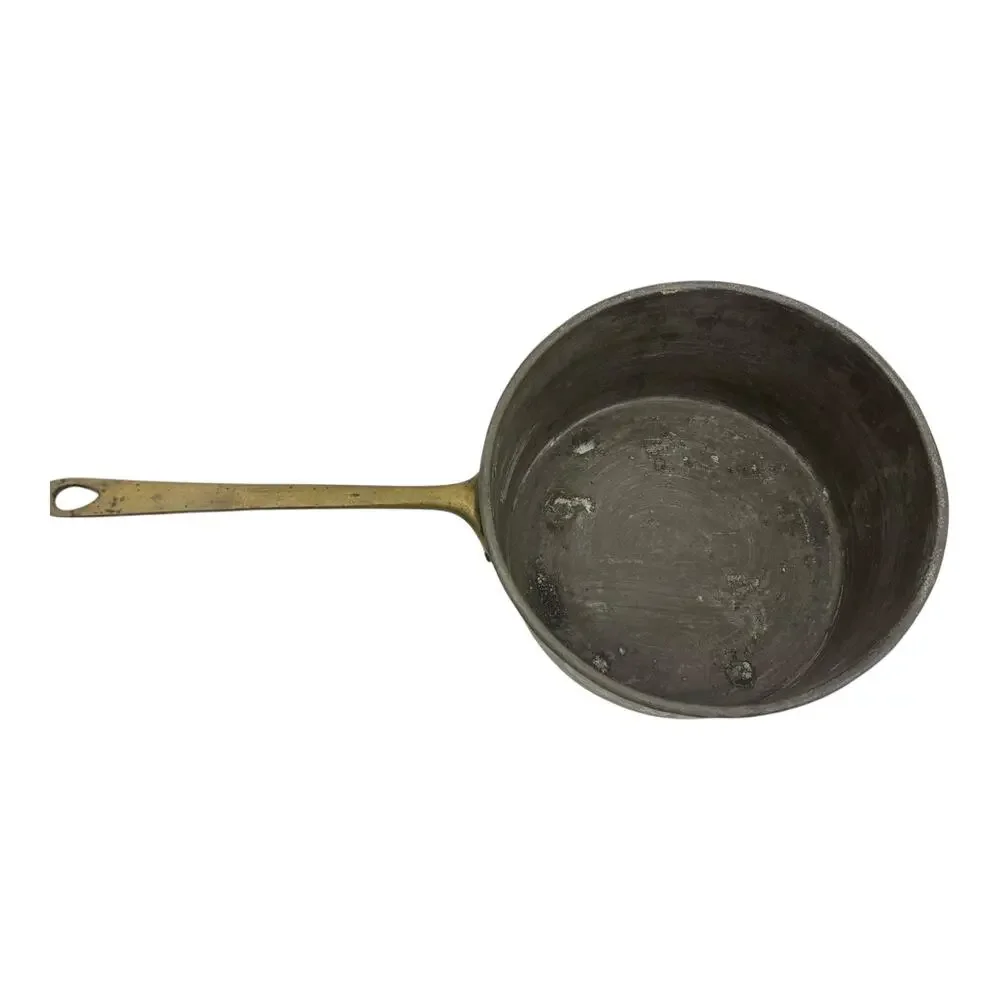Antique/ Vintage Copper Saucepan with Brass Handle Tin Lined, Hand‎ Riveted